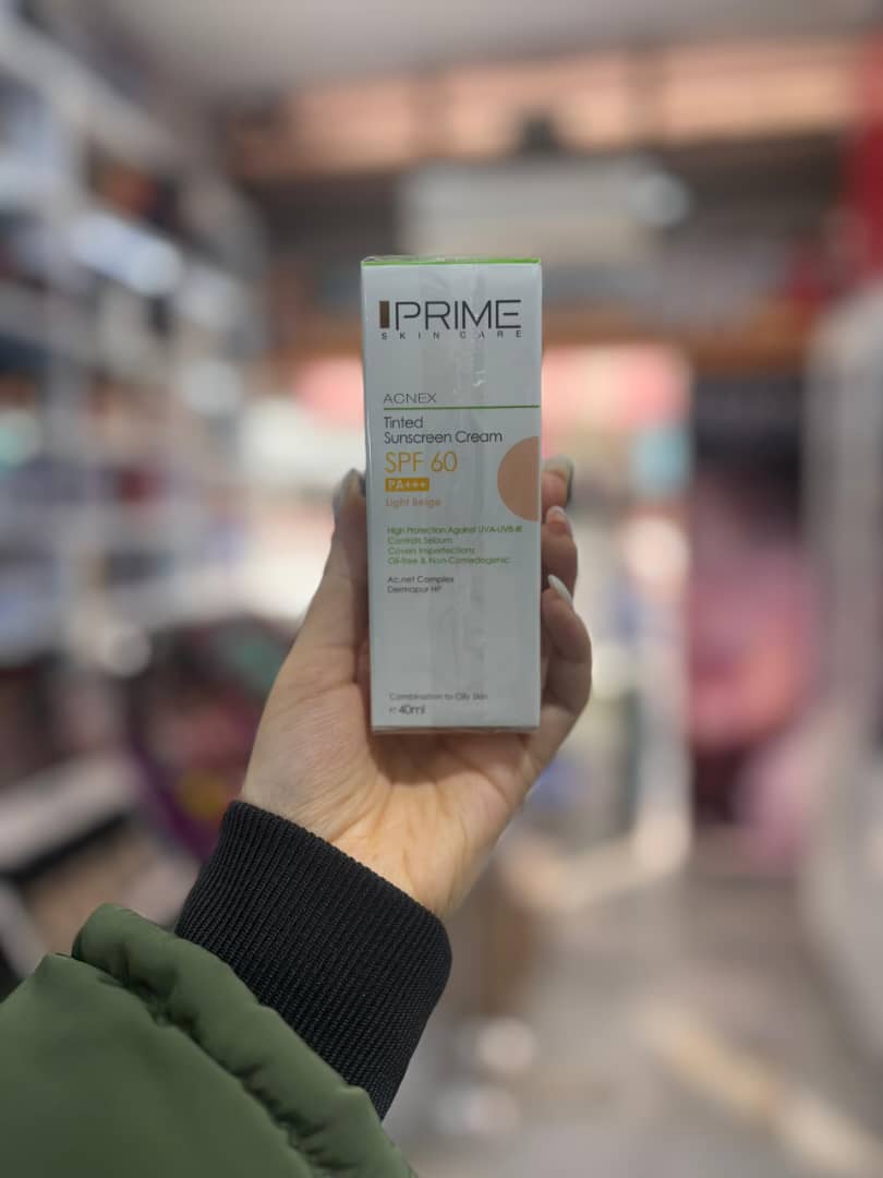 کرم ضد آفتاب رنگی پرایم مناسب پوست مختلط و چرب acnex رنگ بژ روشن light